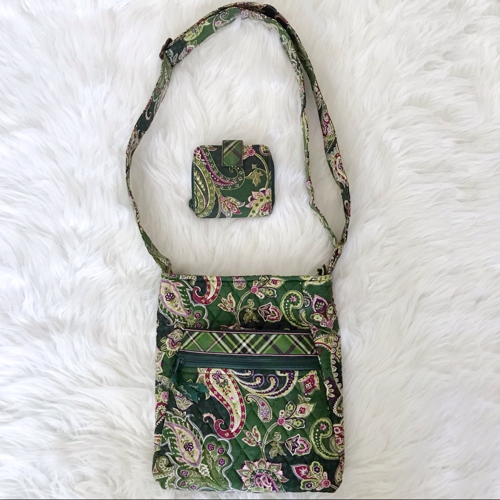 Vera Bradley crossbody and wallet green floral